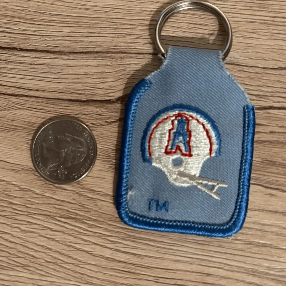 NFL Houston Oilers Vintage Logo Light Blue embroidered Keychain football 1980s